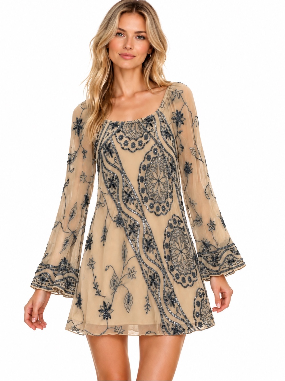 Free People Sequin Embellished mini Dress size 2